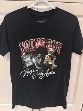 NBA YoungBoy Never Broke Again Graphic T-Shirt Black Men’s Small Rap Hip Hop